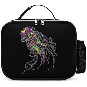Elektrische Octopus Afneembare Maaltijd Pack Herbruikbare Lederen Lunch Box Container Draagbare Lunch Bag