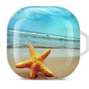 Seaside Starfish Oordopjes Hoesje Compatibel met Samsung Hard Shell Beschermhoes Wit-Stijl