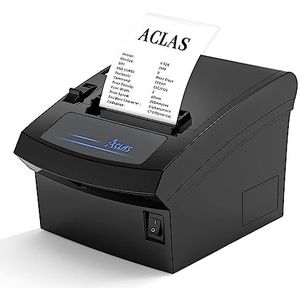 ACLAS Thermoprinter, 80 mm, kwitantieprinter, auto-cut bonprinter met ESC/POS voor kassa kassa lade (250 mm/sec, USB + Ethernet)