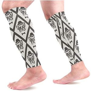 EZIOLY Hipster Franse Bulldog Puppy Sport Kalf Compressie Mouwen Been Compressie Sokken Kalf Guard voor hardlopen, Fietsen, Moederschap, Reizen, Verpleegkundigen