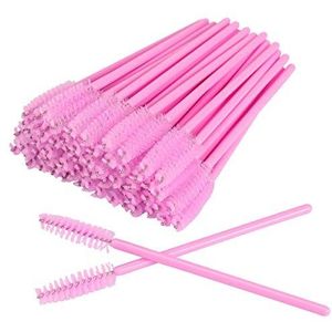 50 stuks wegwerp-wimperborstels, mascara, toverstaf, wimpers, wenkbrauwapplicator, cosmetische make-upkwasten, gereedschapsset (roze)