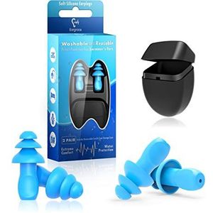 Oordoppen Voor Zwemmen, 2 Paar Waterdichte Her Reusable Geluidsreducerende Oordoppen Voor Zwemmen, Douchen, Werken, Slapen, Studeren En Andere Luide Gebeurtenissen (Blauw)