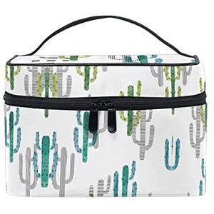 Sappige witte cactus cartoon cosmetische tas organizer rits make-up tassen zakje toilettas voor meisjes vrouwen