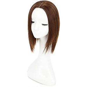 Rechte Midden Deel Haar Verborgen Kroon Stuk Clip In 11x12cm Handgebonden Parting Topper 35cm Lichtbruin