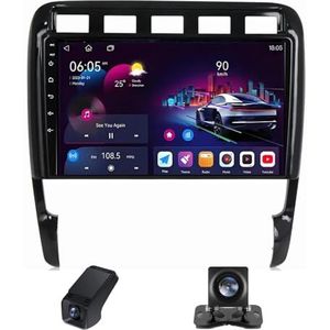Autoradio geldt voor Porsche Cayenne I 1 9PA 2002-2010 9 inch Touchscreen met Wireless Carplay Android Auto,GPS-navigatie 2 DIN Radio Android Bluetooth FM-radio/Achteruitrijcamera(X2)