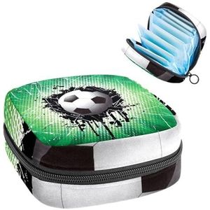 Opbergtas voor maandverband, menstruatiecup zakje tampon tas, menstruatiepads, houder organizer voor vrouwen en meisjes, voetbalachtergrond