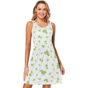 LI ZHI XIN Dames Zomerjurken Ronde Hals Casual A-lijn Mouwloos Vest Jurken met Zakken Tropische Vogel Kat Patroon, Meerkleurig, S