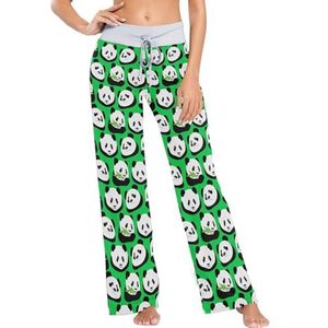 Mnsruu Dames pyjamabroek Panda Bear Bright Green, C3, S