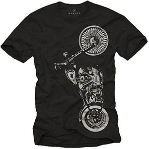 MAKAYA Motor T-Shirt Heren Vintage Biker Motorcylce Tee Zwart Motorkleding Mannen Cadeau L