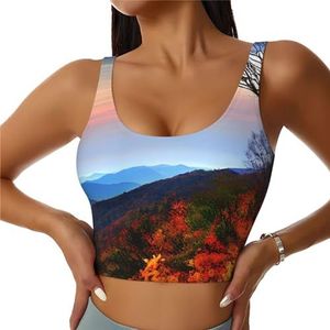 Blue Ridge Mountains Print Casual Wear Vrouwen Sport Vest Yoga Vest Workout Vest Voor Vrouwen Lichtgewicht Trendy, Zwart, S