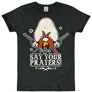 LOGOSHIRT - Looney Tunes - Yosemite Sam - Prayers - Slimfit T-Shirt - zwart - Gelicentieerd origineel ontwerp, Maat XL