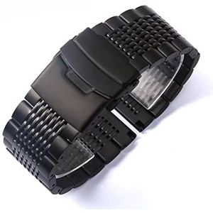 18 20 22 24mm Roestvrij Stalen Horloge Band for Samsung for Galaxy Horloge 5 40mm 44MM 4 3 41 45mm Bandjes for Huawei for GT3 for Seiko Armband (Color : Black, Size : 18mm)