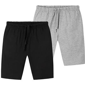 CityComfort Set van 2 Jongens Jersey Shorts | Twin Pack in Navy & Charcoal of Grijs & Zwart met Zakken voor Sport, Lounge, Voetbal, Gym | Zomer PJ's (7-8 Jaar, Grijs en Zwart)