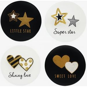 Set van 4 handwarmers, zakwarmers voor warme handen en vingers, herbruikbare warmtekussens (set van 4 met hart- en stermotieven)