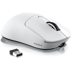 VGN GAMEPOWER x Attack Shark X3MAX PAW3950 Draadloze gamingmuis Superlight, 42000DPI, 49 g ultralichte muis, optische schakelaar, 2,4 G/BT/bekabeld, tot 200 uur accu, G502, PC/Mac, wit