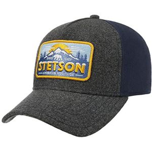 Stetson Polar Trucker Pet Heren - mesh cap baseballpet snapback met klep voor Zomer/Winter - One Size grijs-blauw