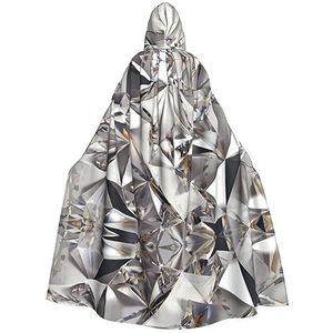 OPSREY Glitter Abstracte Diamant Kristal Patroon Gedrukt Volwassen Hooded Poncho Volledige Lengte Mantel Gewaad Party Decoratie Accessoires