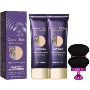 LYEAA All Over Complexion Perfector voor benen met kwast, 2-in-1 body camouflage en verlichting, tattoo cover-up crème, waterdichte been tegen lichaamsmake-up