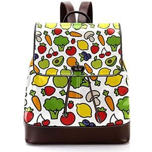 Kleurrijke groenten en fruit patroon gepersonaliseerde schooltassen boekentassen voor tiener, Meerkleurig, 27x12.3x32cm, Rugzak Rugzakken