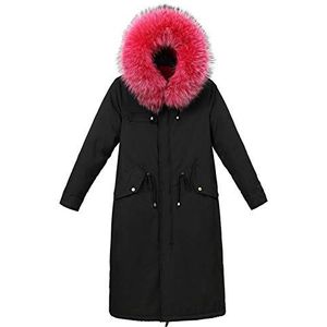 Vrouwen Hooded Kunstwol Vest Jas voor Winter Fleece Shearling Trekkoord Jas, Zwart Rood, XL