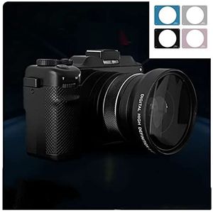 Videocamera, Dual Lens 48MP Retro Digitale Camera for Fotografie Autofocus Vintage Camcorder 18X 4K Fotografische Video Camera DIY Schelpen(With 128G TF Card,With Lens 4 Shells)