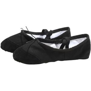 Meisjesballetschoenen voor meisjes, ballet, canvas, ballet, dansschoenen voor vrouwen, klassieke praktijk, splitzool, voor volwassenen, platte dans, zwart., 26(16.5cm)