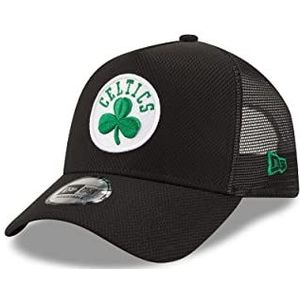New Era Boston Celtics Black NBA Black Base A-Frame Adjustable Trucker Cap - One-Size
