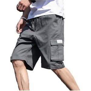 Shorts Heren Comfort Street Pocket Shorts Zomer Plus Size Hoge Taille For Heren Vintage Cargobroek Met Meerdere Zakken Retro Vintage Rechte Shorts Met Zakken (Color : Grey, Size : 5XL)