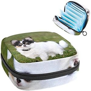 Leuke hond patroon periode zakje draagbaar,Tampon opbergtas voor maandverband, Meerkleurig, 4.7x6.6x6.6 in/12x17x17 cm