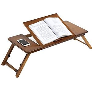 Bamboe Houten Laptoptafel, Draagbaar Lap Staand Bureau, Notebookstandaard Leeshouder Voor Bed Sofa Vloer Kinderen, Bruin(Size:35×70cm)