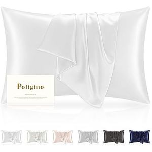 Poligino Zijden kussensloop, 100% zijde, 50 x 70 cm, superzacht zijden kussensloop, 22 momme, allergiearme kussenslopen voor bescherming van haar en huid, 1 stuk ademende kussensloop, beige