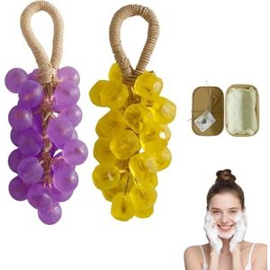 Druivenzeep, druivenzeep aan een touw, decoratieve handgemaakte kristallen druiven for het wassen van frisse lucht, langdurige geur, milde reiniging, kerstcadeau for mannen en vrouwen(E)