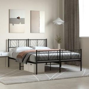 AJJHUUKI Bedden en accessoires Metalen bedframe met hoofdeinde en voetenplank, zwart meubels 160x200 cm