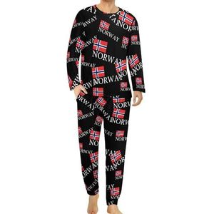 Norwegian National Pride pyjamaset voor heren, loungewear, lange mouwen, bovendeel en onderbroek, 2-delig