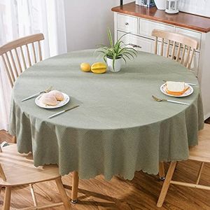 Rond tafelkleed 190cm Groen (cut edge), Amerikaans landelijk rustiek eettafelkleed groen geruite katoenen linnen rond tafelkleed