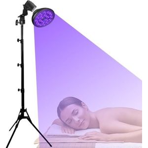 54W Sun Lamp, Zonnebank Met Statief, Voor Gezicht En Lichaam Met Oogmasker En Verstelbare Stand Paars Licht Zonnebaden Zelf Bruiningsapparaat, 18 LED 660+850 Nm Gezichtsvoorziening Apparaat