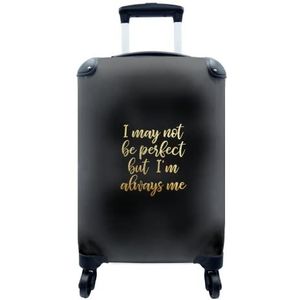 MuchoWow® Koffer - Perfect - Black and gold - Quotes - Past binnen 55x40x20 cm en 55x35x25 cm - Handbagage - Trolley - Fotokoffer - Cabin Size - Print