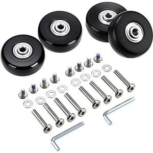 SUMNACON 4 stuks 50 x 18 mm bagagekoffer vervangende wielen, rubberen zwenkwielen lagers reparatiesets, zwart