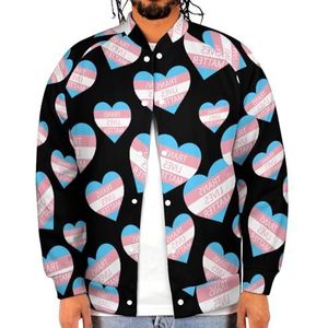 Trans Lives Matter Heart Grappige mannen Baseball Jacket Gedrukt Jas Zachte Sweatshirt Voor Lente Herfst