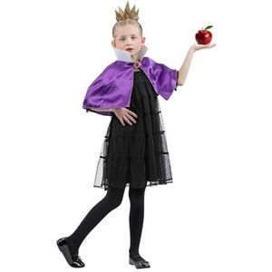 Koning Prins & Adel Kostuums | Boze Koningin Cape Met Kroon Kind Meisje | One Size | Halloween | Verkleedkleding