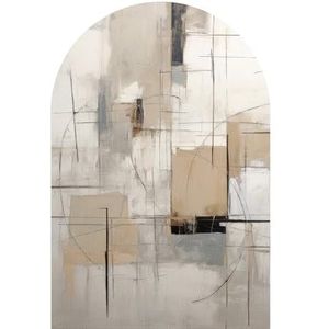 DEQORI Wandbehang, rond, zelfklevend 100 x 150 cm, Urban minimalisme, textielcanvas, verwijderbaar, decoratief en vormvast, voor woonkamer, kantoor, hal of kinderkamer