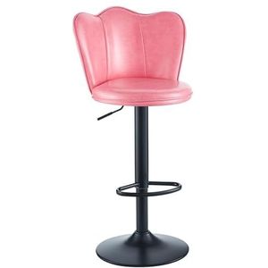 Lederen barkrukken met rugleuning, draaibare barkrukstoelen met voetsteun, barkrukken op tegenhoogte, armloze keukeneilandkruk, lederen ontbijtbarkrukken Modern for keukencafé (Size : /Pink)