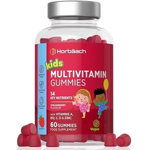Multivitamine Kids Gummies | Kinderen Multivitamin bevat Jodium, Zink, Vitamine C, E, D, B6, B7, B12 & Chroom | Hooggedoseerd | 60 Vegan Gummies | Horbaach