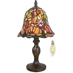 Kinbolas 8 ""tafellamp Tiffany-stijl glas-in-lood lampenkappen Vintage bureaulamp klein bedlampje slaapkamer woonkamer kantoor lezen antieke art deco(Color:M-6)