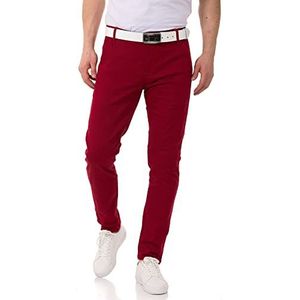 Cipo & Baxx Heren jeansbroek slim fit stretch denim broek, 842-bordeauxrood, 30W / 32L