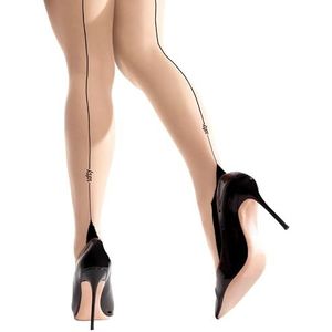 sofsy Doorschijnende panty voor dames, onzichtbaar versterkt met Franse hak Nylon panty | 20 Den Natural met Zwarte Naad 4 - Groot