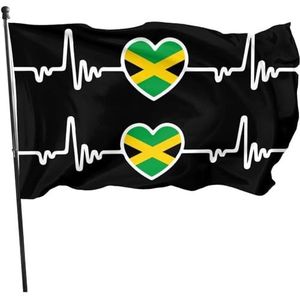 Vlaggenlijn Vlaggen Jamaica Vlag Hartslag Lijn Hart-1, Tuin Vlag Met Doorvoertules Opknoping Wimpel Premium Bunting Vlaggen Voor Feesten Gazon Souvenir 90 x 150 cm