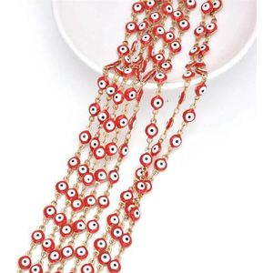 1M Kleurrijke Hanger Ketting Vrouwen Sieraden Ketting Lucky Fashion Gouden Kleur Choker Ketting Voor Meisjes Diy Sieraden-rood gouden ketting-1Meter