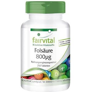Fairvital | Foliumzuur 800µg - voor vruchtbaarheid, zwangerschap & lactatie - VEGAN - HOOG GEDOSEERD vitamine B9-250 tabletten