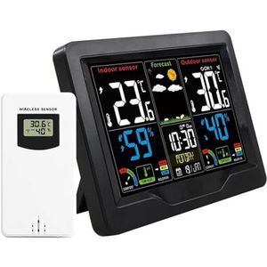 Weerstation Digitale wekker Barometer Buitensensor Temperatuur-vochtigheidsmeting Weersverwachting Snooze-functie,Nauwkeurig voorspellen